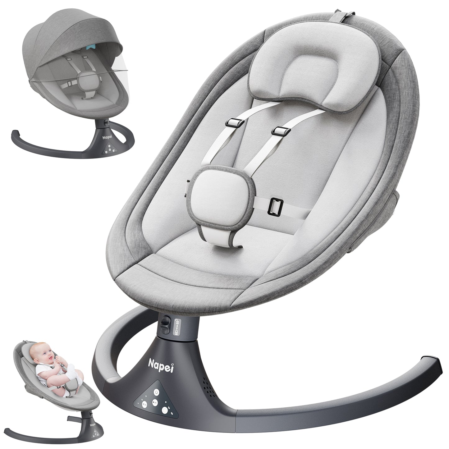 Napei Electric Baby Swing for Infants and Toddlers,with Bluetooth Music , 2 Seat Position, 5 Swing Angles with Gentle Speed