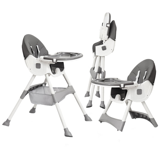 Napei 6- in -1 Baby High Chair with 5 -Point Safety Harness and Adjustable Dining Tray,Foldable High Chair for Space-Saving