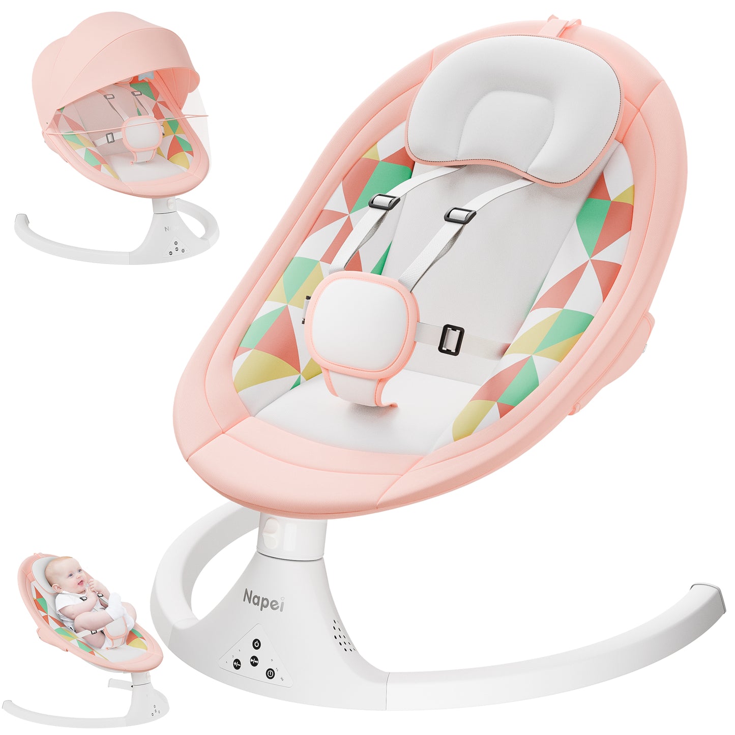 Napei Electric Baby Swing for Infants and Toddlers,with Bluetooth Music , 2 Seat Position, 5 Swing Angles with Gentle Speed