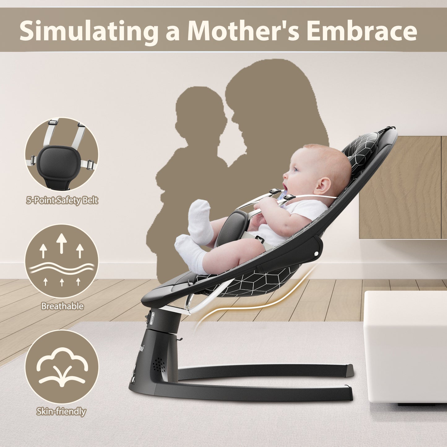 Napei Electric Baby Swing for Infants and Toddlers,with Bluetooth Music , 2 Seat Position, 5 Swing Angles with Gentle Speed